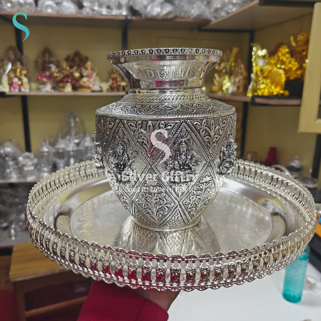 Antique Big Kalsha with Tray – Silver Giftry